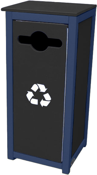 easycare spruce 12 gallon square recycling bin with patriot blue frame