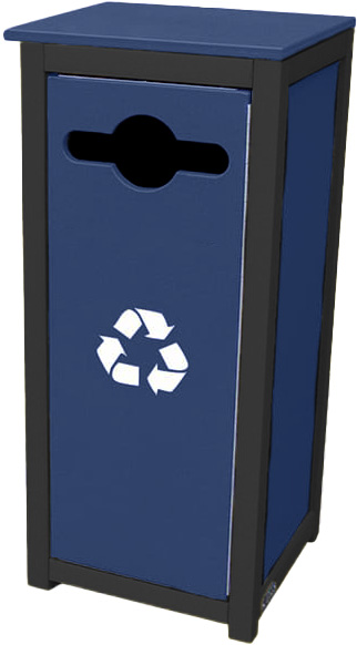 easycare spruce 12 gallon square recycling bin with patriot blue panels