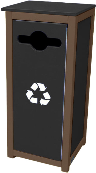 easycare spruce 12 gallon square recycling bin with tudor brown frame