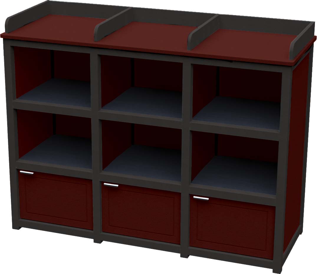 easycare spruce triple bussing station with cherrywood panels