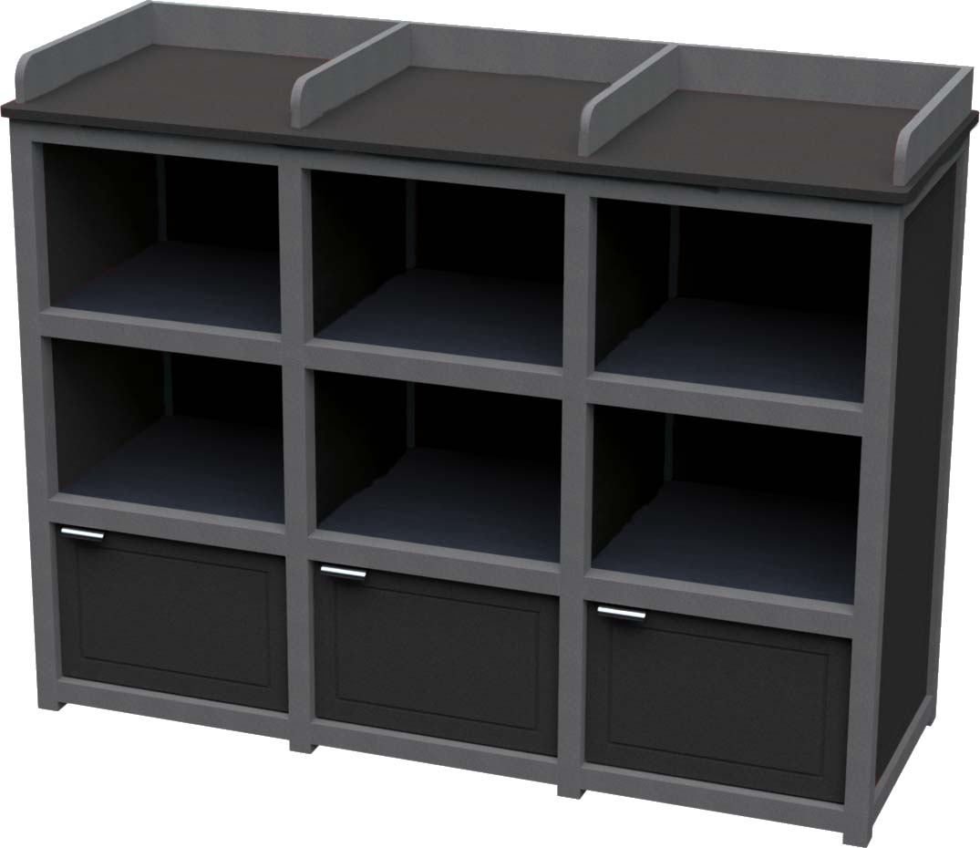 easycare spruce triple bussing station with gray frame