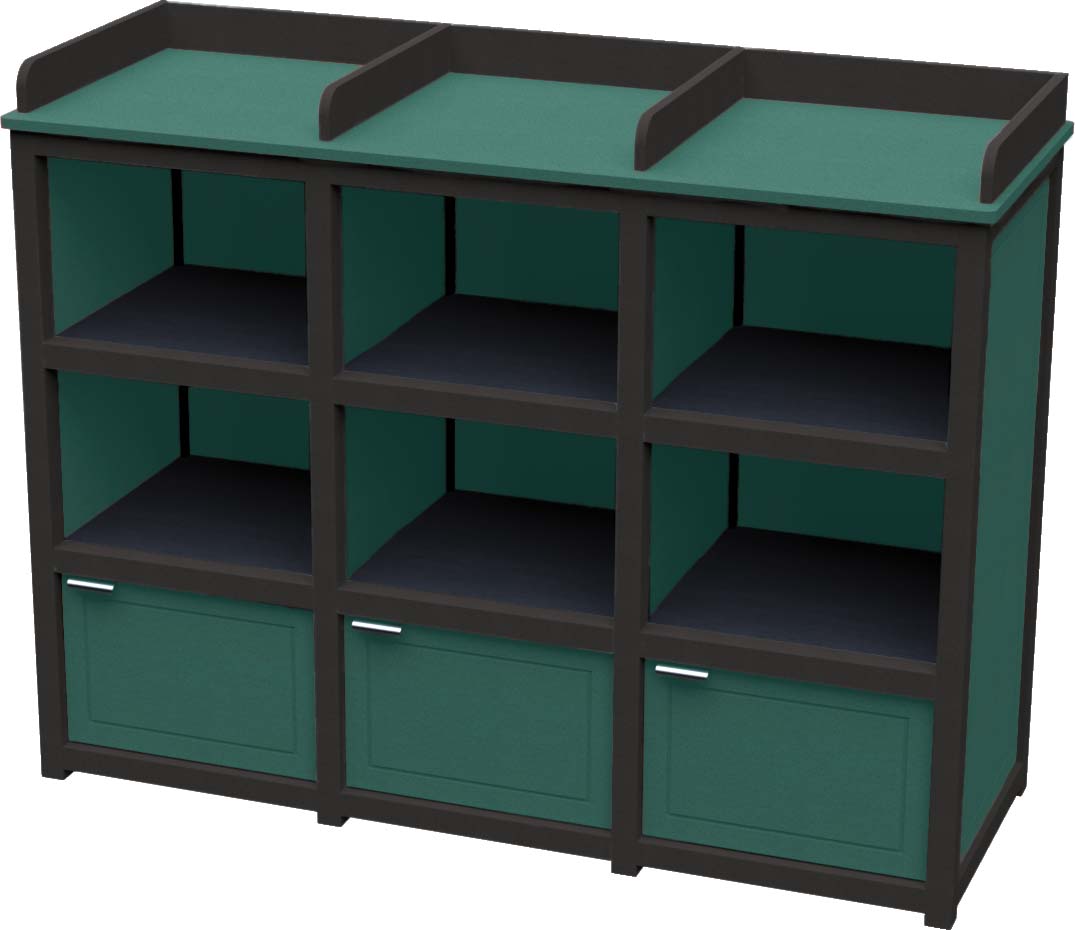 easycare spruce triple bussing station with green panels
