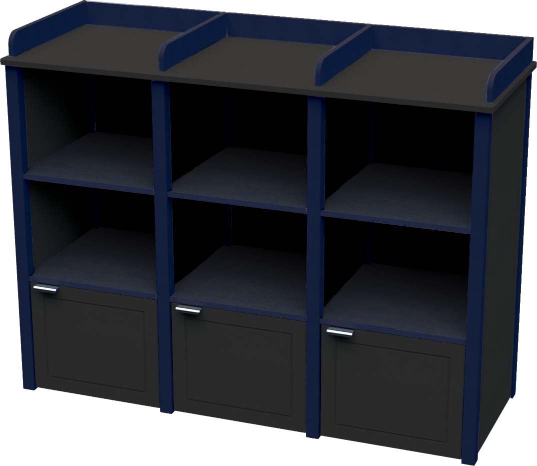 easycare brunswick triple bussing station with patriot blue frame