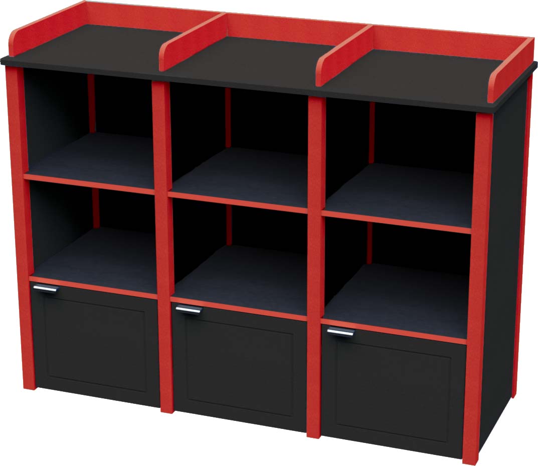 easycare brunswick triple bussing station with red frame