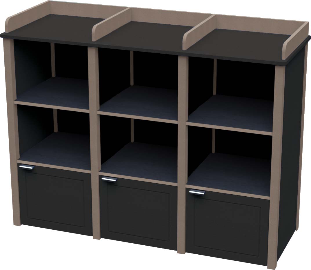 easycare brunswick triple bussing station with weatherwood frame