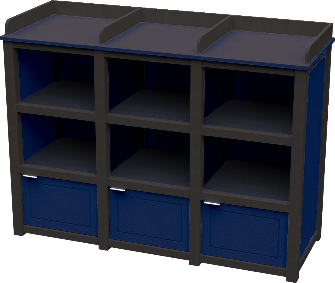 easycare hunter triple bussing station with patriot blue panels