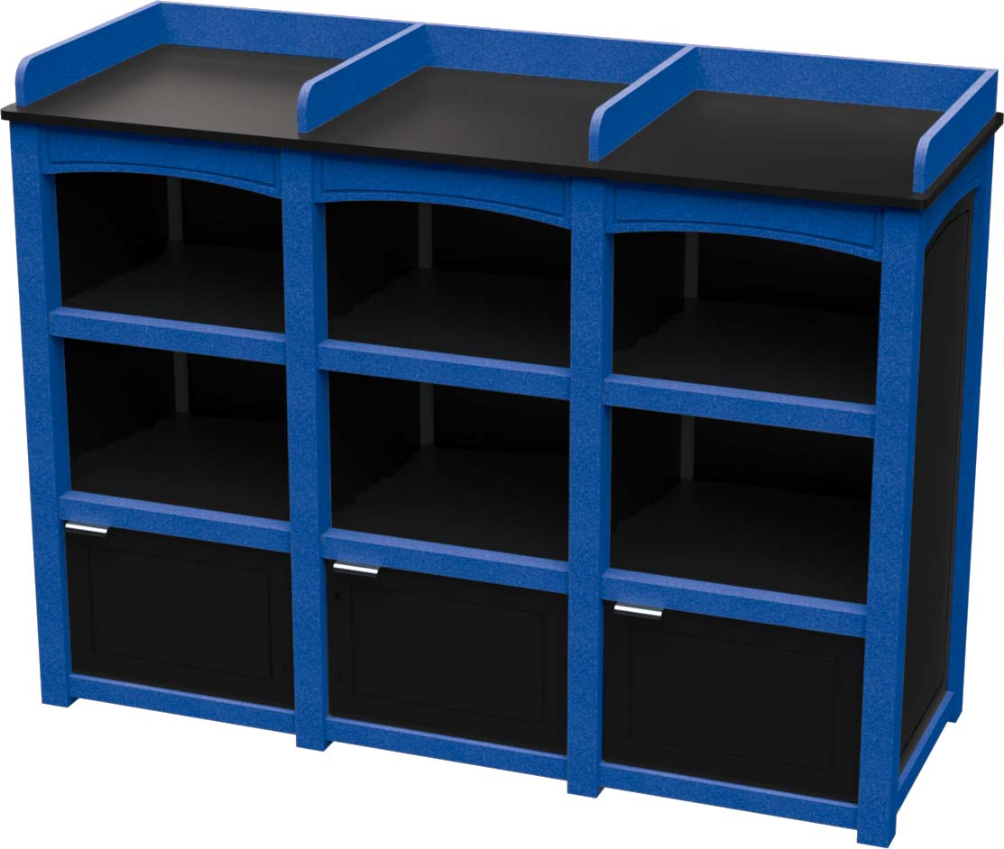 easycare emerald triple bussing station with blue frame