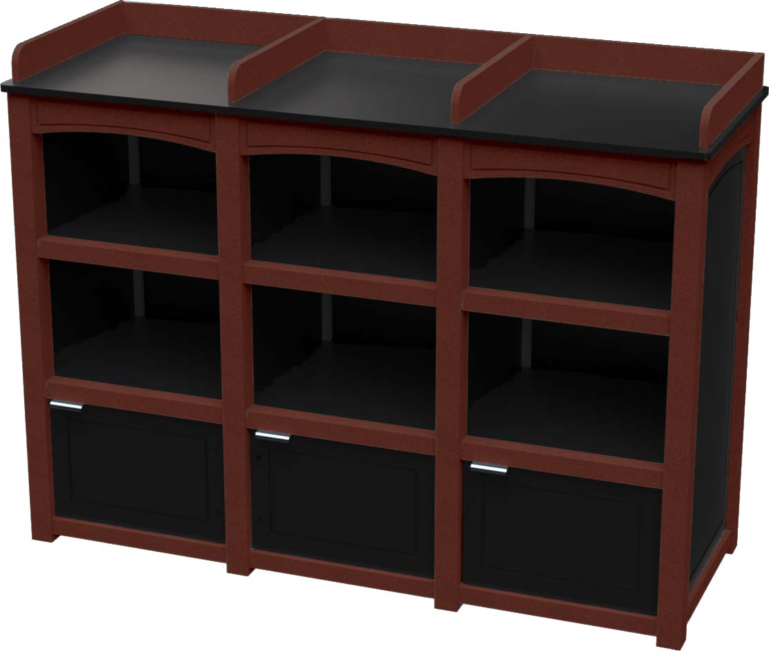 easycare emerald triple bussing station with cherrywood frame