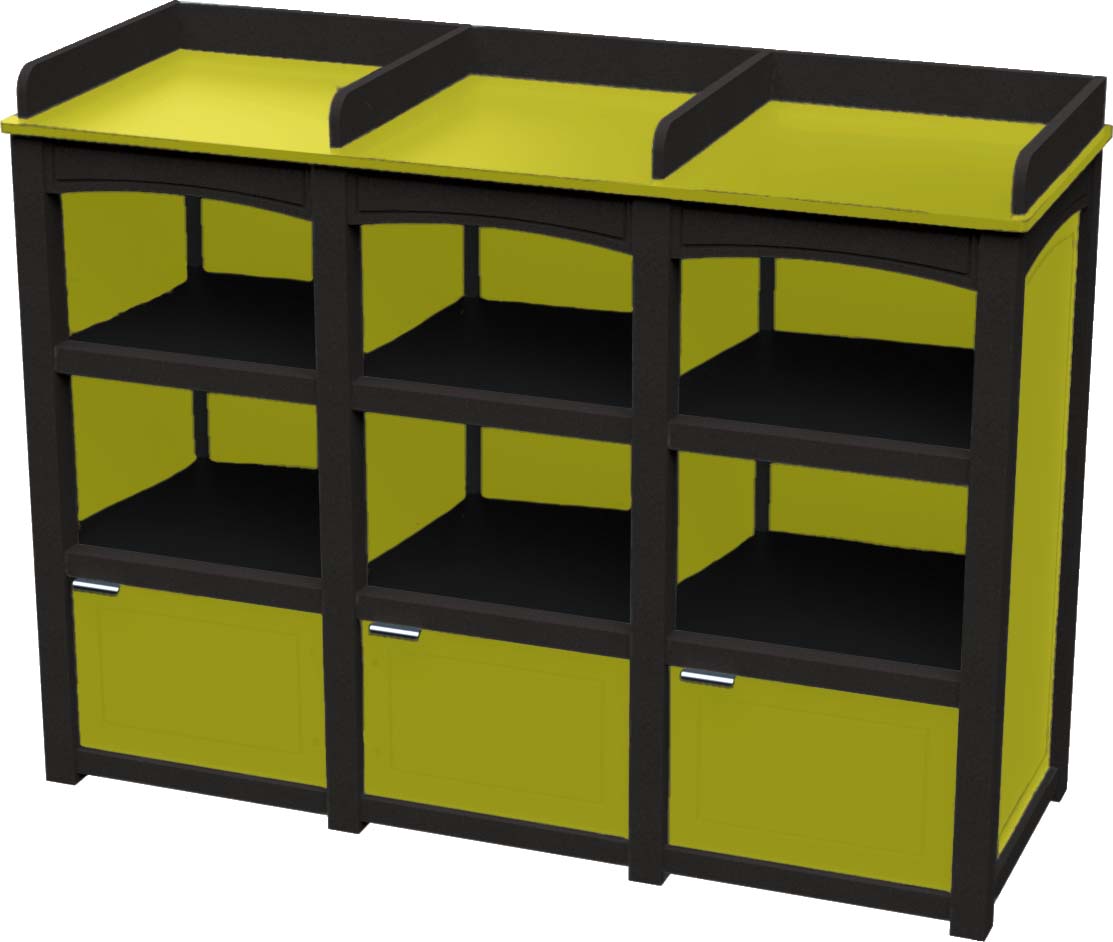 easycare emerald triple bussing station with yellow panels