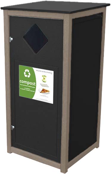 easycare spruce 32 gallon square recycling bin with weatherwood frame