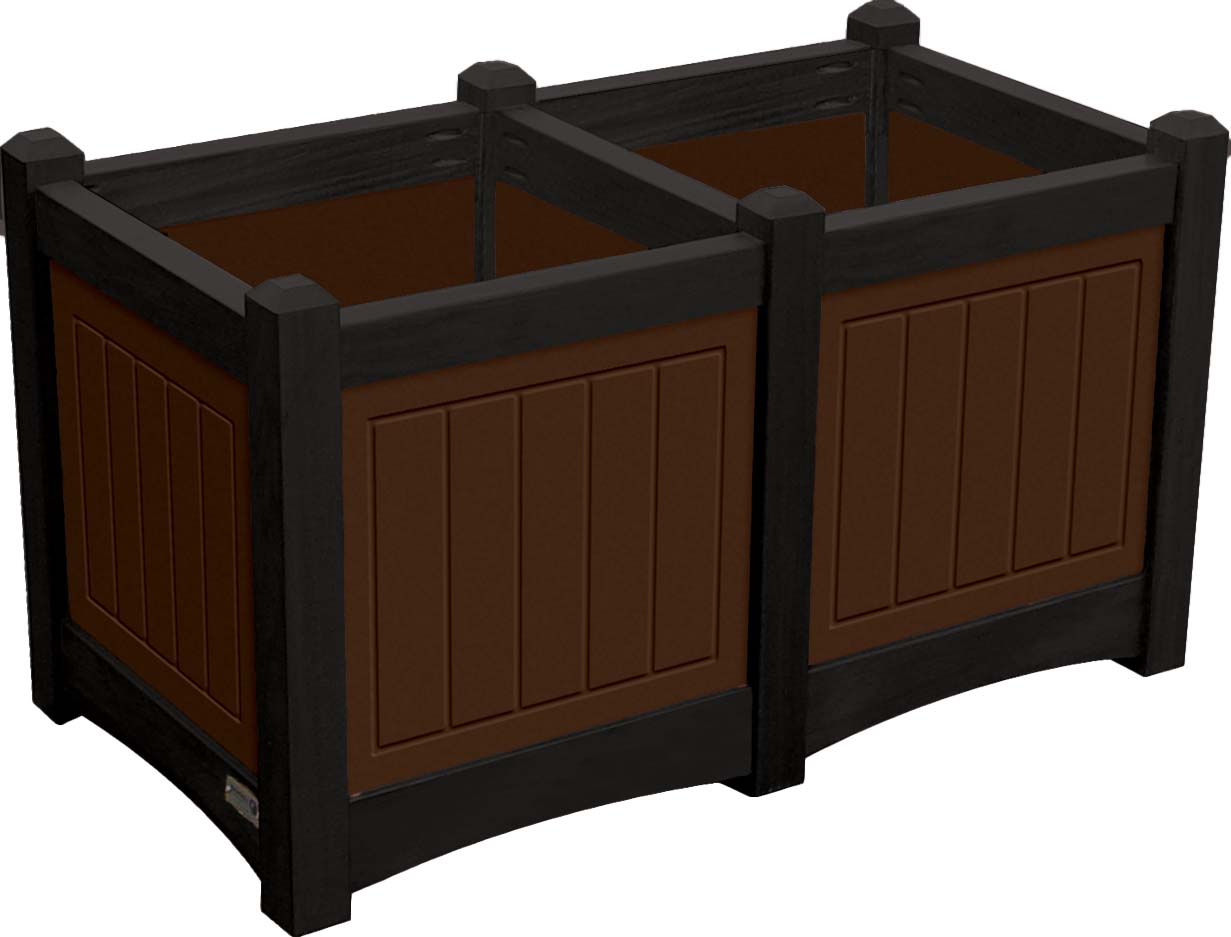 easycare hunter double planter with tudor brown panels