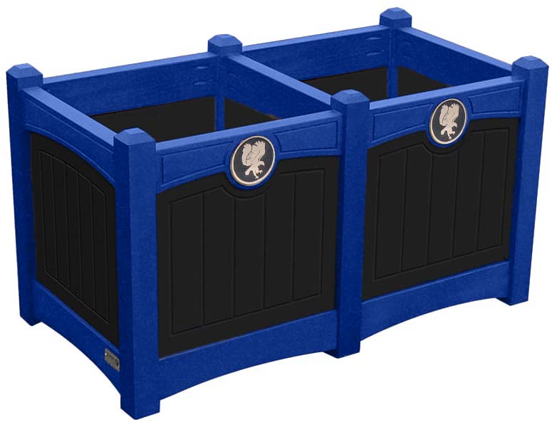 easycare emerald double planter with blue frame