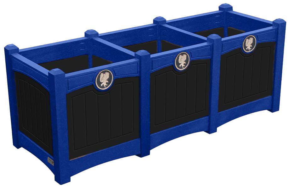 easycare emerald triple planter with blue frame