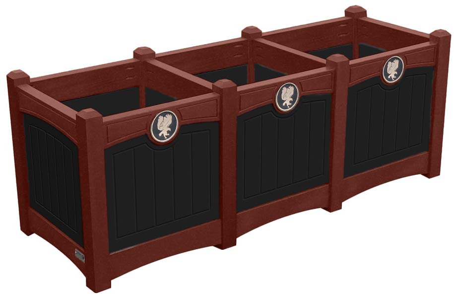easycare emerald triple planter with cherrywood frame