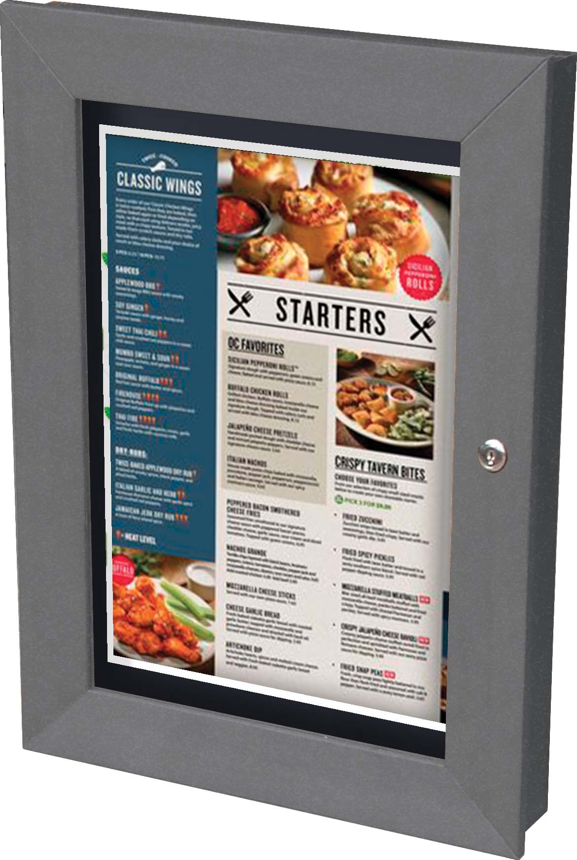 easycare menu board with gray frame